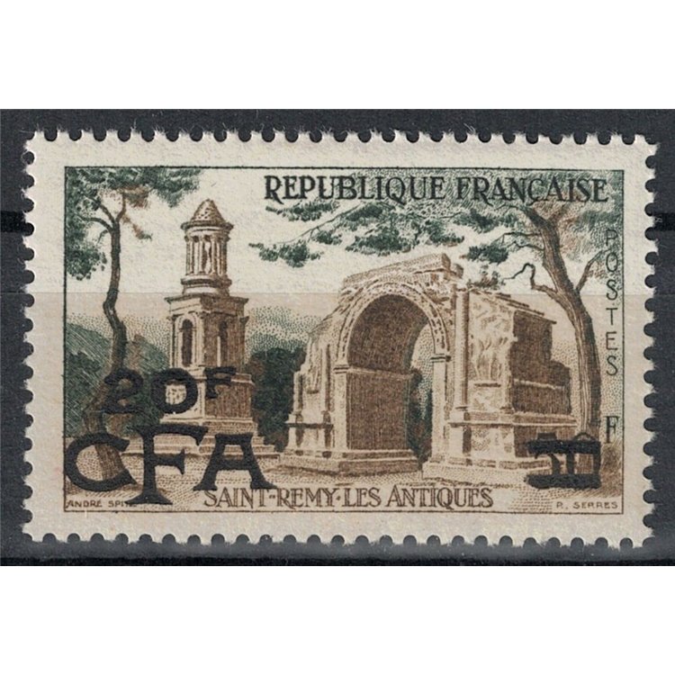 REUNION 1957-59 St-Rémy 20f on 50f MNH**