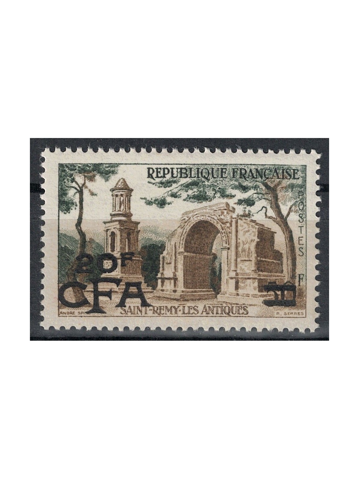 REUNION 1957-59 St-Rémy 20f on 50f MNH**