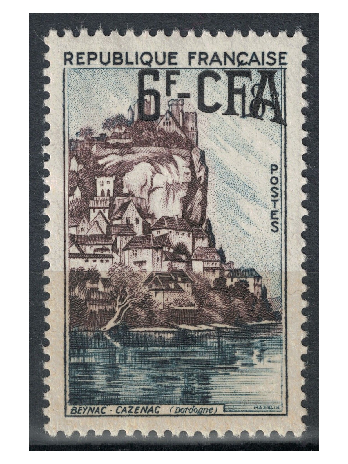 REUNION 1957-59 Beynac 6f on 18f MNH**