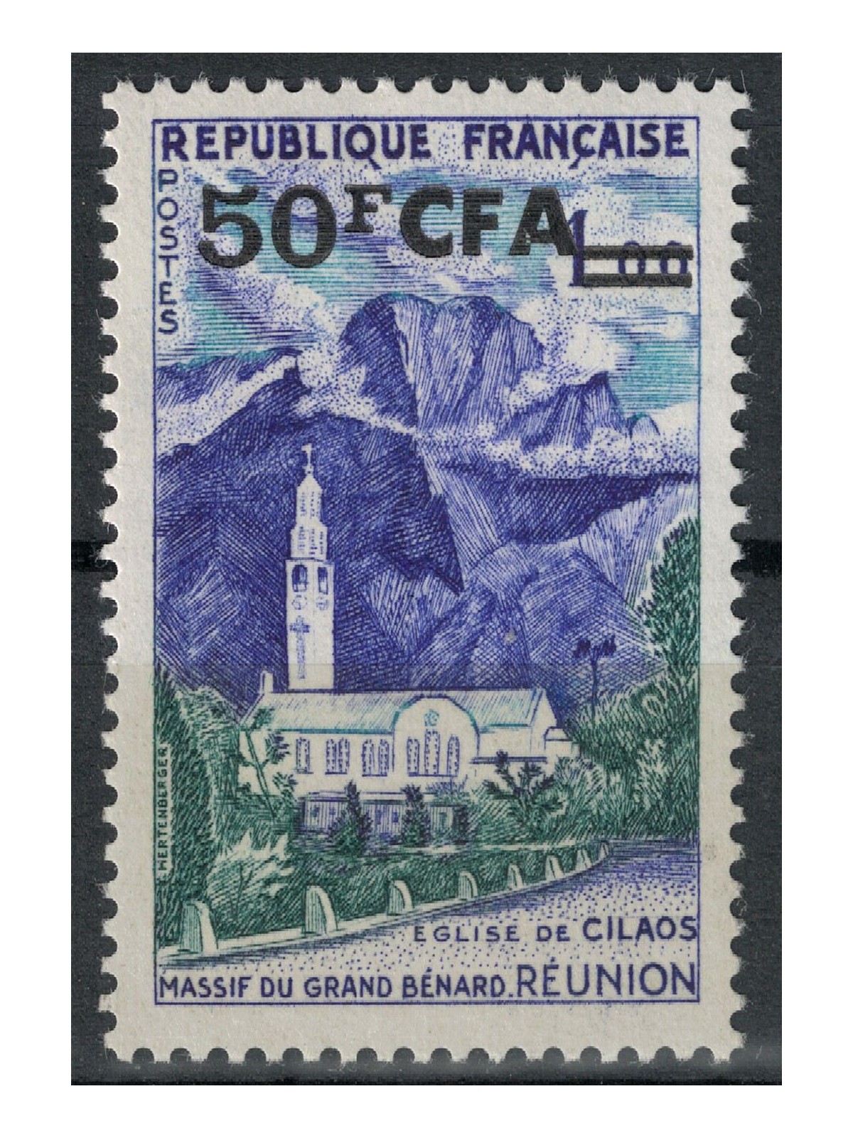 REUNION 1961-65 Cilaos 50f su 1f MNH**