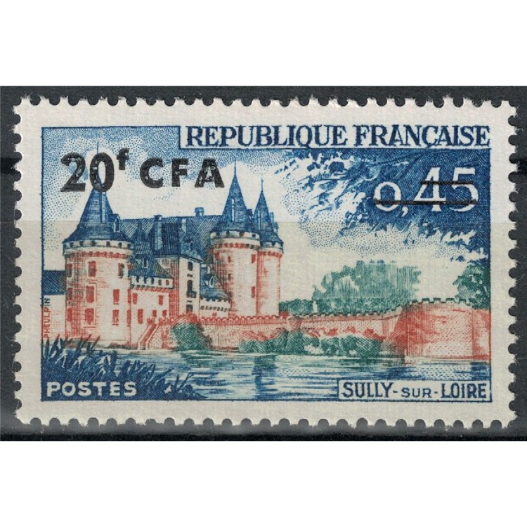 REUNION 1961-65 Sully-sur-Loire 20f su 45c MNH**