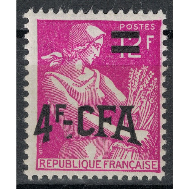 REUNION 1957-59 Moissonneuse 4f on 12f MNH**