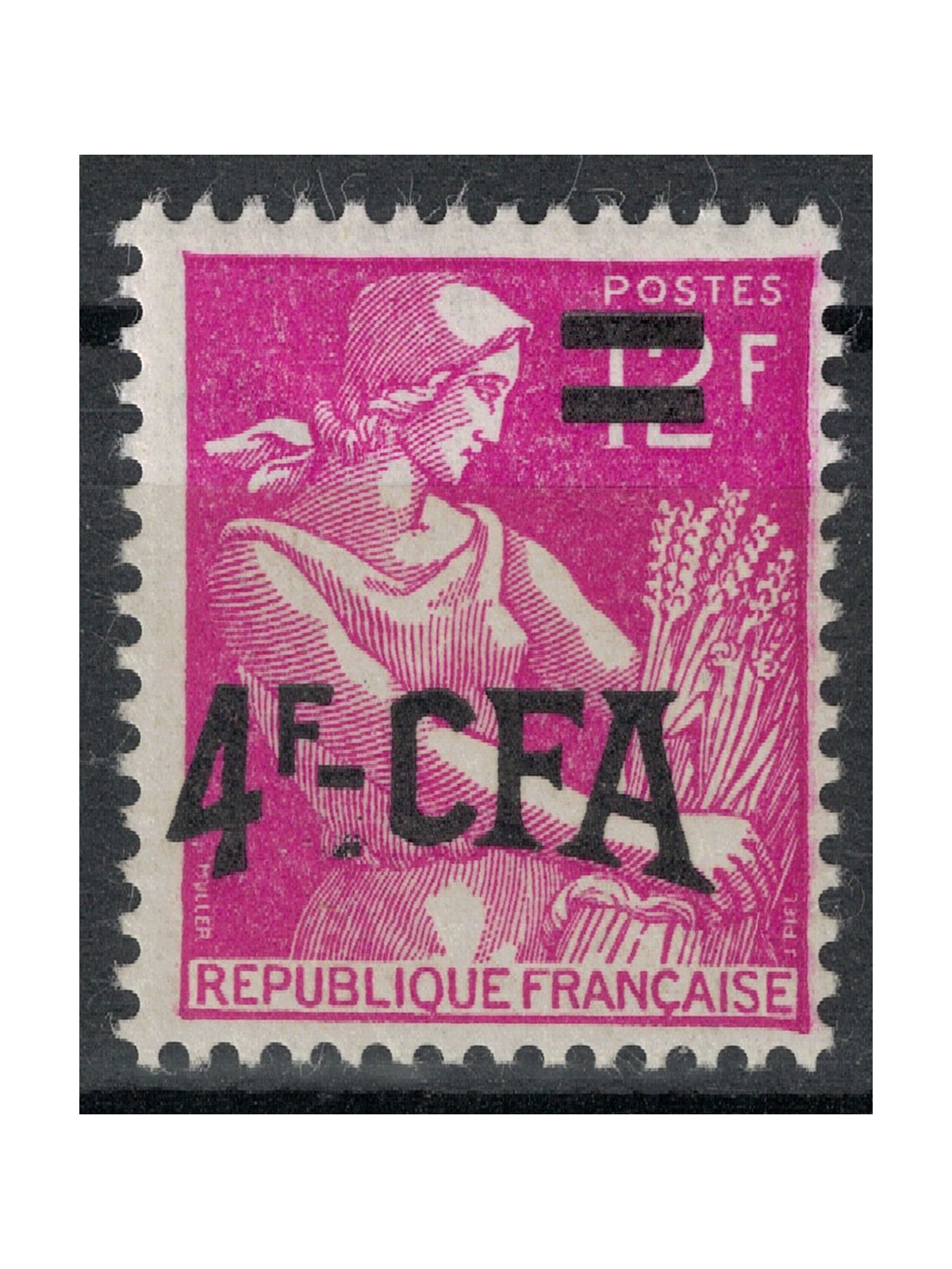 REUNION 1957-59 Moissonneuse 4f on 12f MNH**