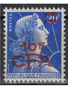 REUNION 1957-59 Marianne 10f on 20f MNH**
