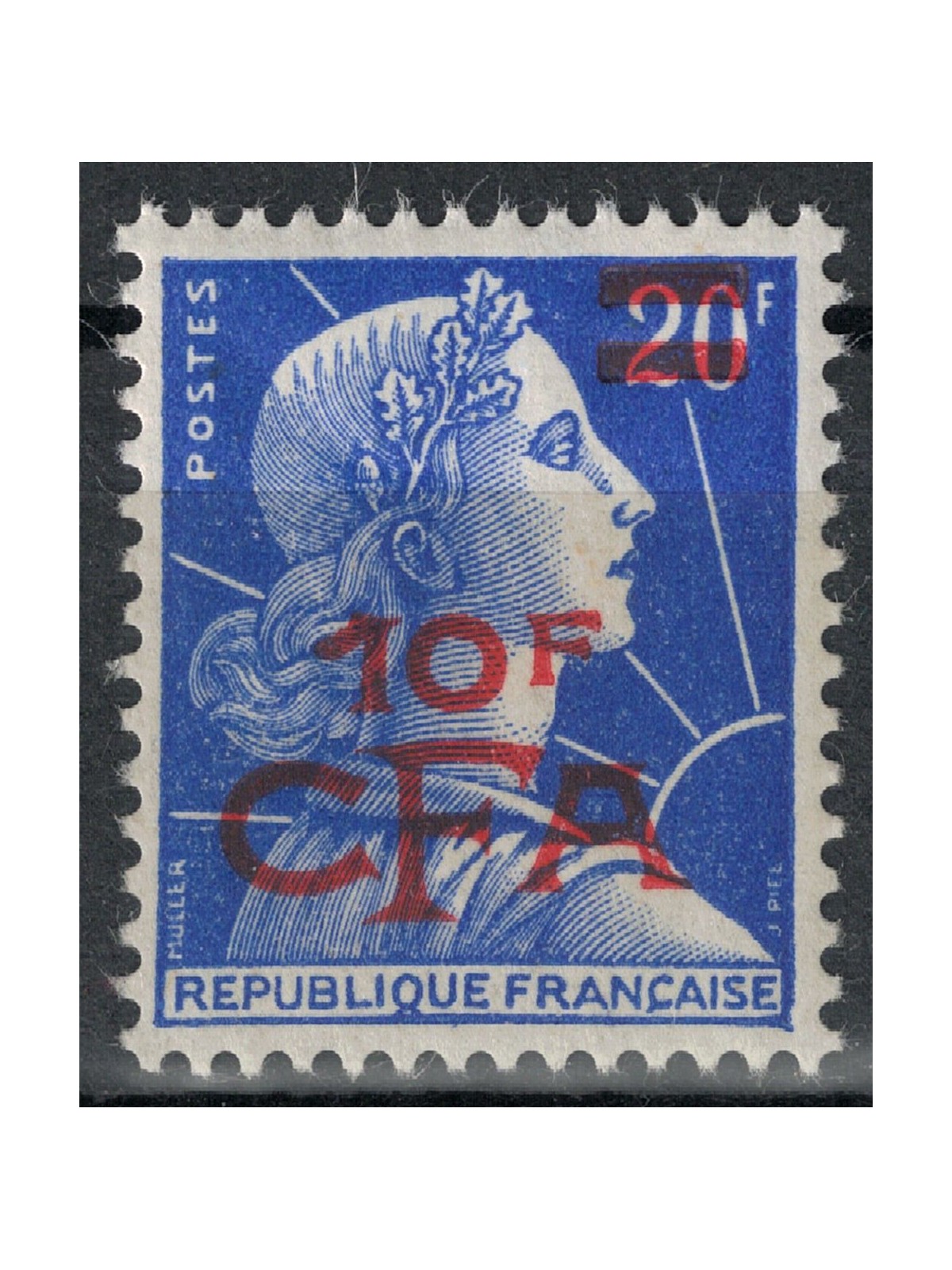 REUNION 1957-59 Marianne 10f on 20f MNH**