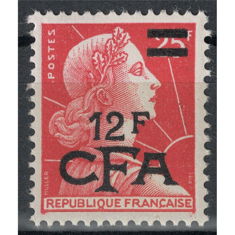 REUNION 1957-59 Marianne 12f su 25f MNH**