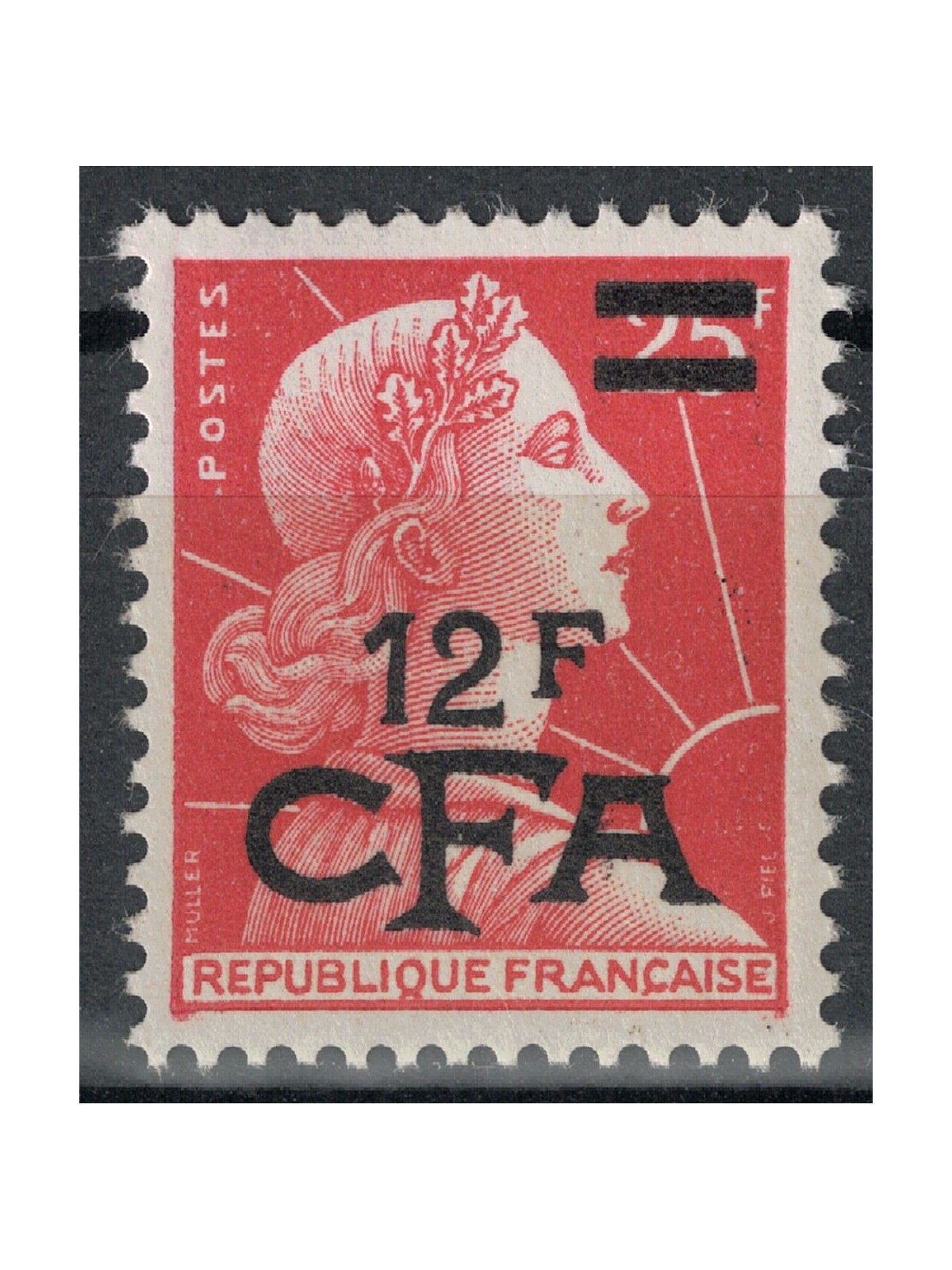 REUNION 1957-59 Marianne 12f on 25f MNH**