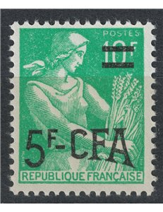 REUNION 1957-59 Moissonneuse 5f on 10f MNH**