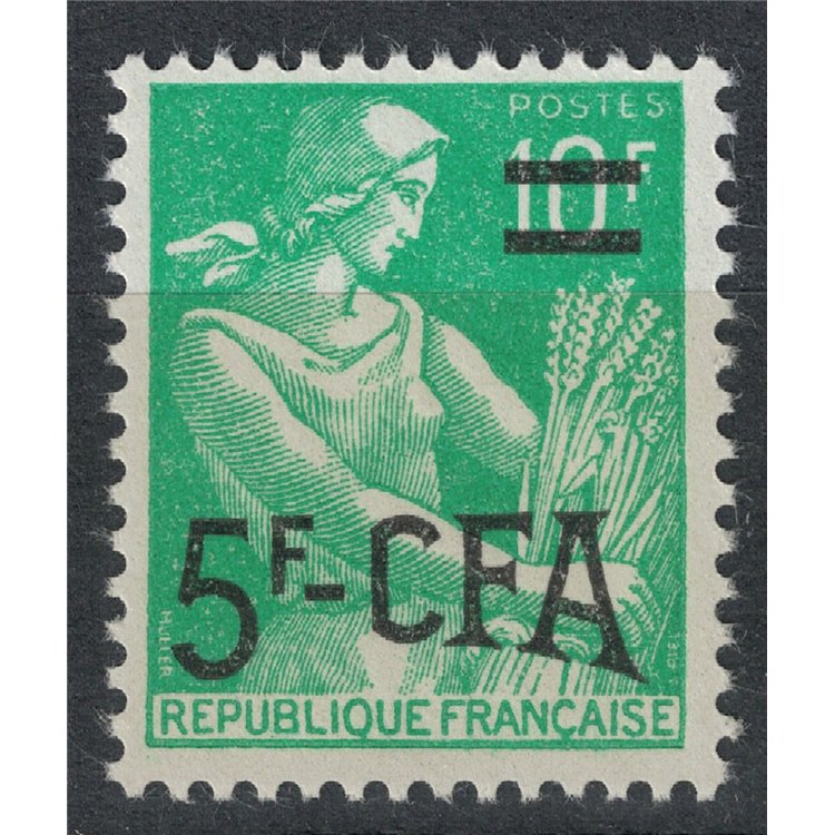 REUNION 1957-59 Moissonneuse 5f on 10f MNH**