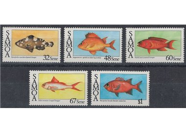 SAMOA 1986 Serie ordinaria, pesci 5v MNH**