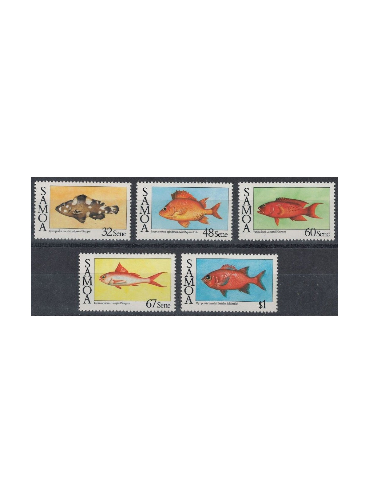 SAMOA 1986 Serie ordinaria, pesci 5v MNH**