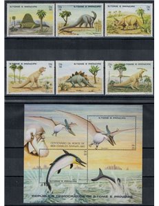 SAO TOME AND PRINCIPE 1982 Prehistoric animals 6 v + 1 s/s