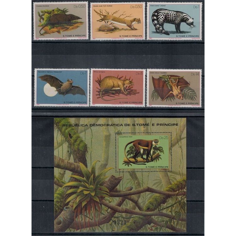 SAO TOME AND PRINCIPE 1981 Mammals 6v + 1 s/s