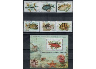 SAO TOME AND PRINCIPE 1979 Fish 6v + 1 s/s