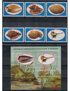 SAO TOME AND PRINCIPE 1981 Shells 6v + 1 s/s