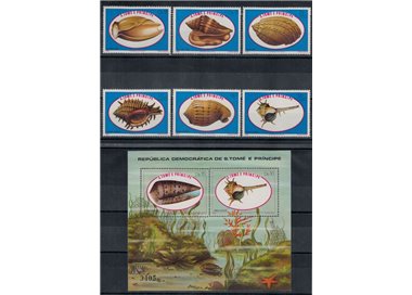 SAO TOME' E PRINCIPE 1981 Conchiglie - Shells 6 v + 1 BF
