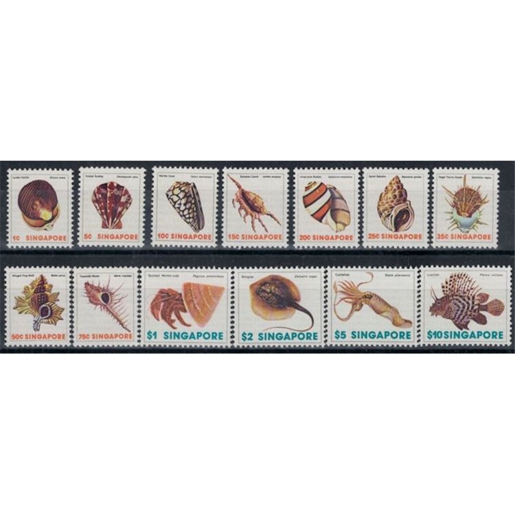 SINGAPORE 1977 Fauna marina - Marine life 13v MNH**
