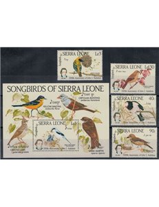 SIERRA LEONE 1985 John James Audubon 4v + 1 BF MNH**