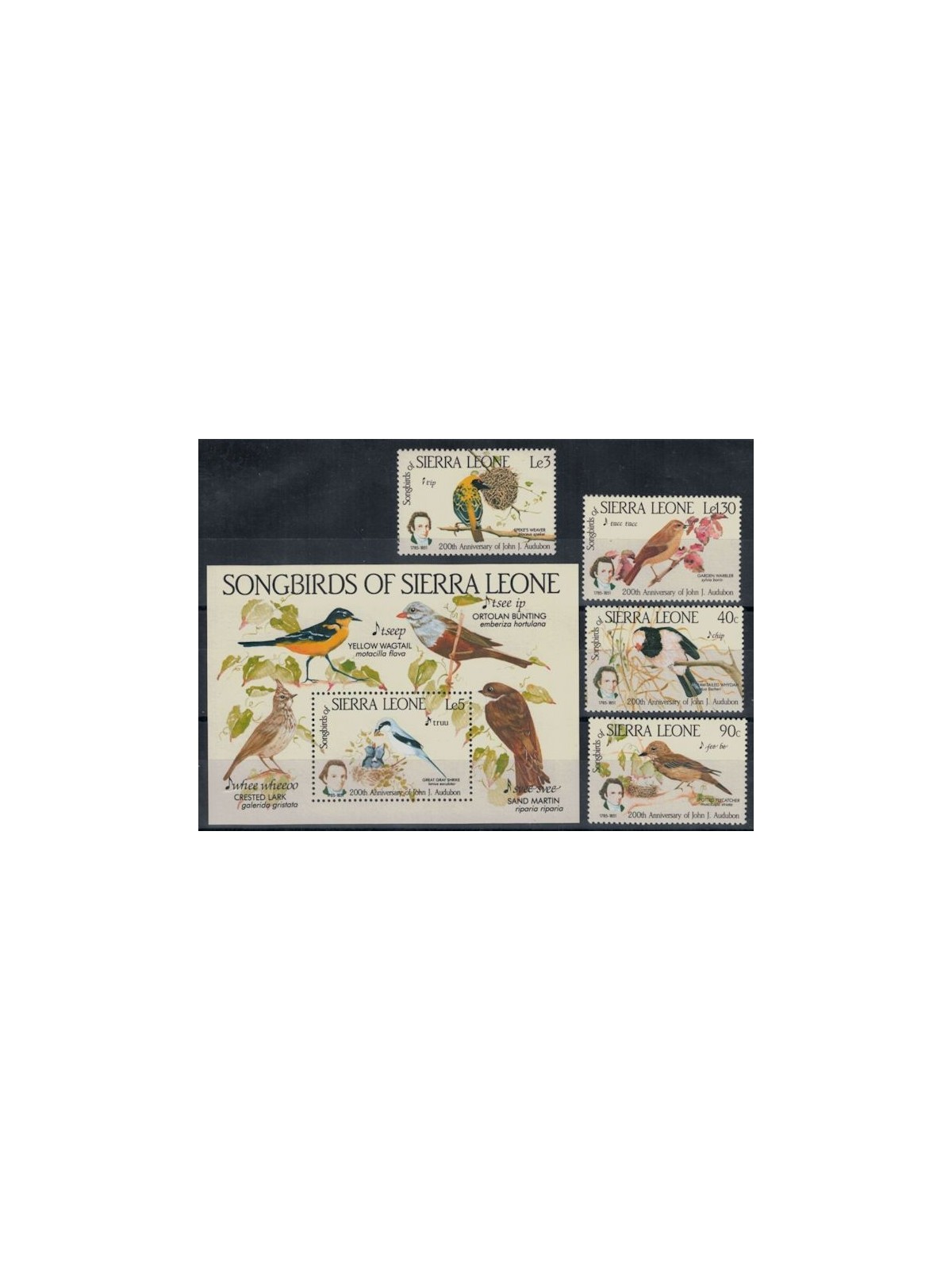 SIERRA LEONE 1985 John James Audubon 4v + 1 s/s MNH**