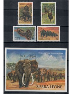 SIERRA LEONE 1983 WWF, Chimpanzees and Elephants 4v + 1 s/s MNH**