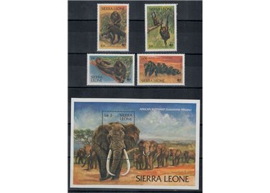 SIERRA LEONE 1983 WWF, Chimpanzees and Elephants 4v + 1 s/s MNH**