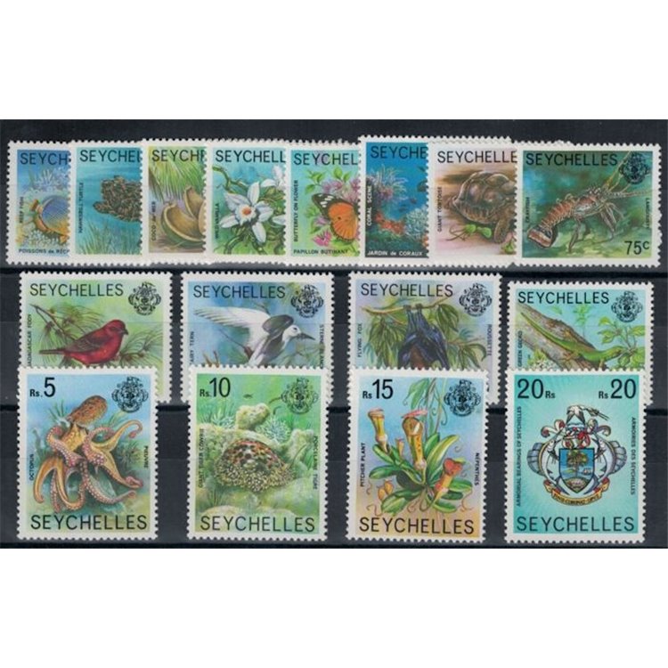 SEYCHELLES 1977 Ordinary, Flora and Fauna - Flora & Fauna, definitives 16 v