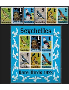 SEYCHELLES 1972 Uccelli - Birds 6 v + 1 BF