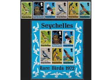 SEYCHELLES 1972 Birds - Birds 6 v + 1 s/s