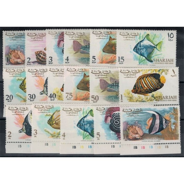 SHARJAH 1966 Marine fauna 17v MNH**