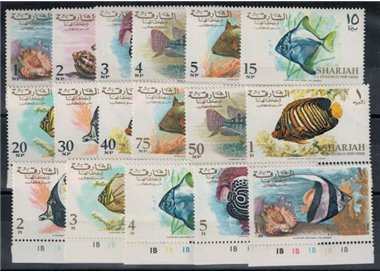SHARJAH 1966 Fauna marina 17v MNH**