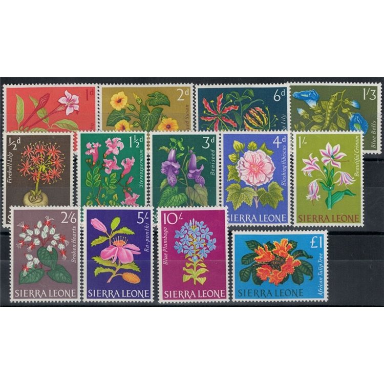 SIERRA LEONE 1963 Serie ordinaria, fiori 13v MNH**