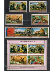 SENEGAL 1980 Niokolo-Koba National Park, animals 6v + 1 s/s MNH**