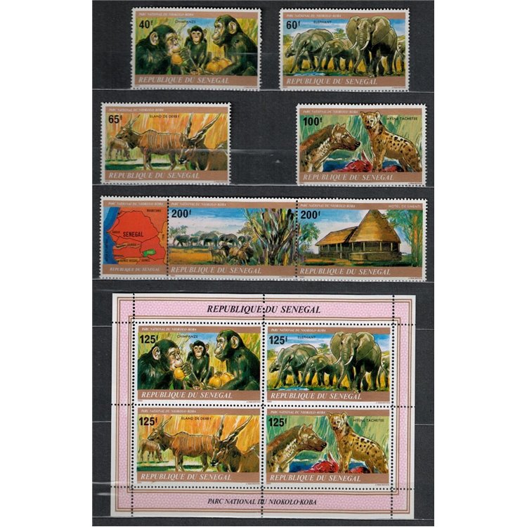 SENEGAL 1980 Niokolo-Koba National Park, animals 6v + 1 s/s MNH**
