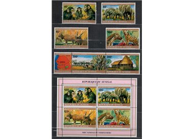 SENEGAL 1980 Parco Nazionale Niokolo-Koba, animali 6v + 1 BF MNH**