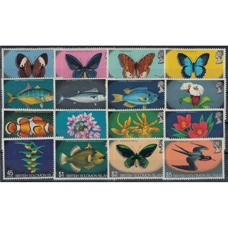 SOLOMON 1972-73 Ordinaries - Definitives, flora and fauna 12v MNH**