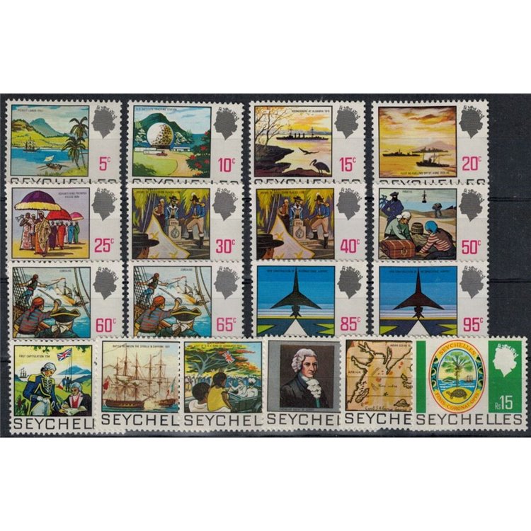 SEYCHELLES 1969/72 Ordinary - Definitives 18 v
