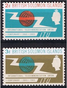 SOLOMON 1965 I.T.U. centenary 2v MNH**