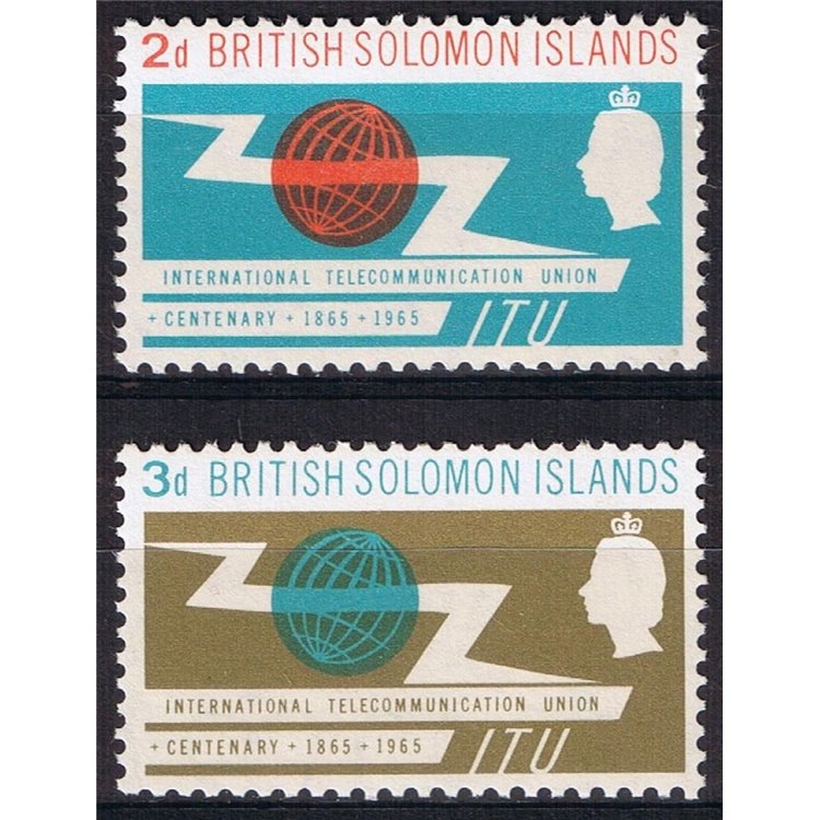 SOLOMON 1965 I.T.U. centenary 2v MNH**