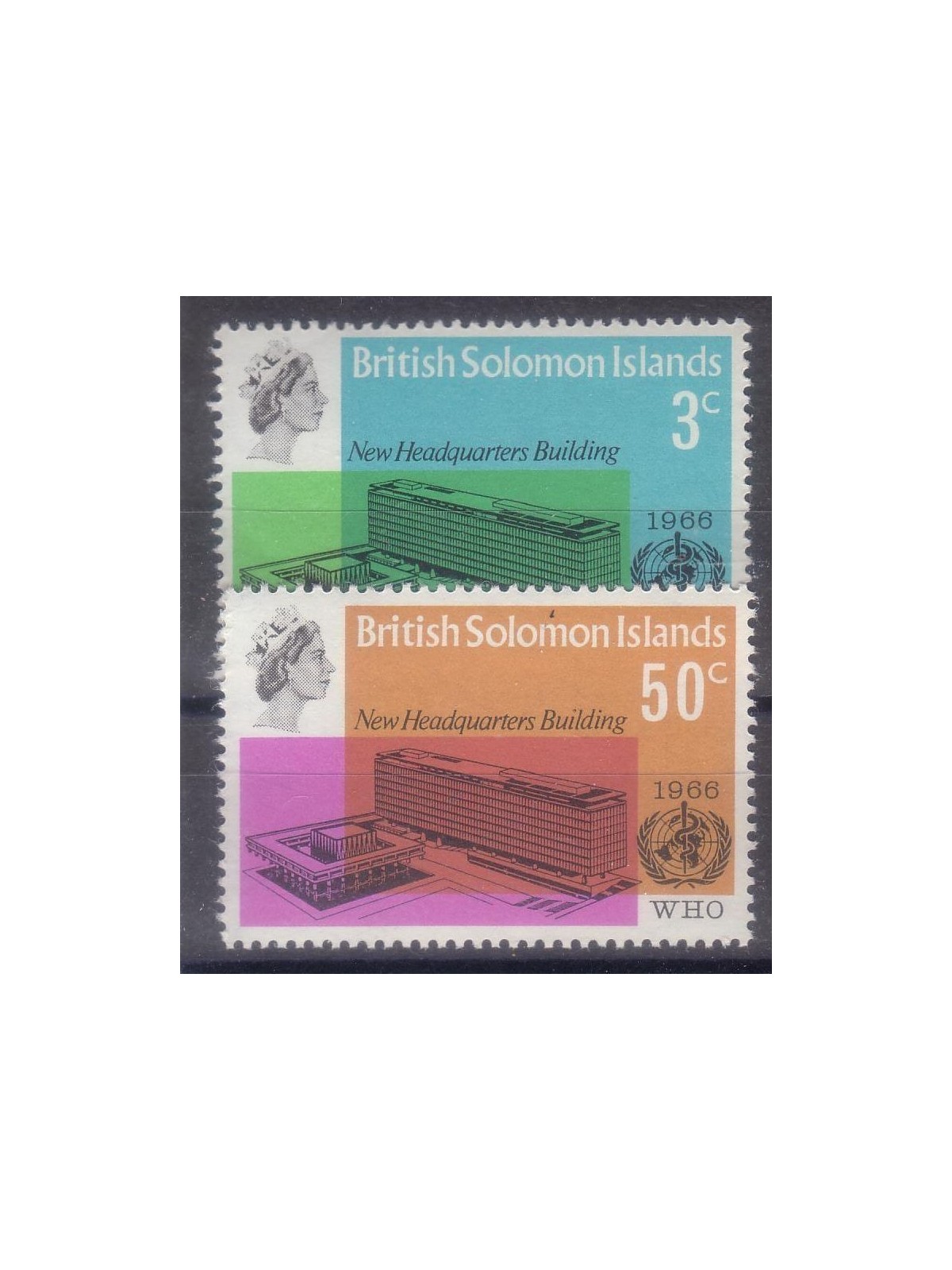 SOLOMON 1966 New WHO building 2v MNH**