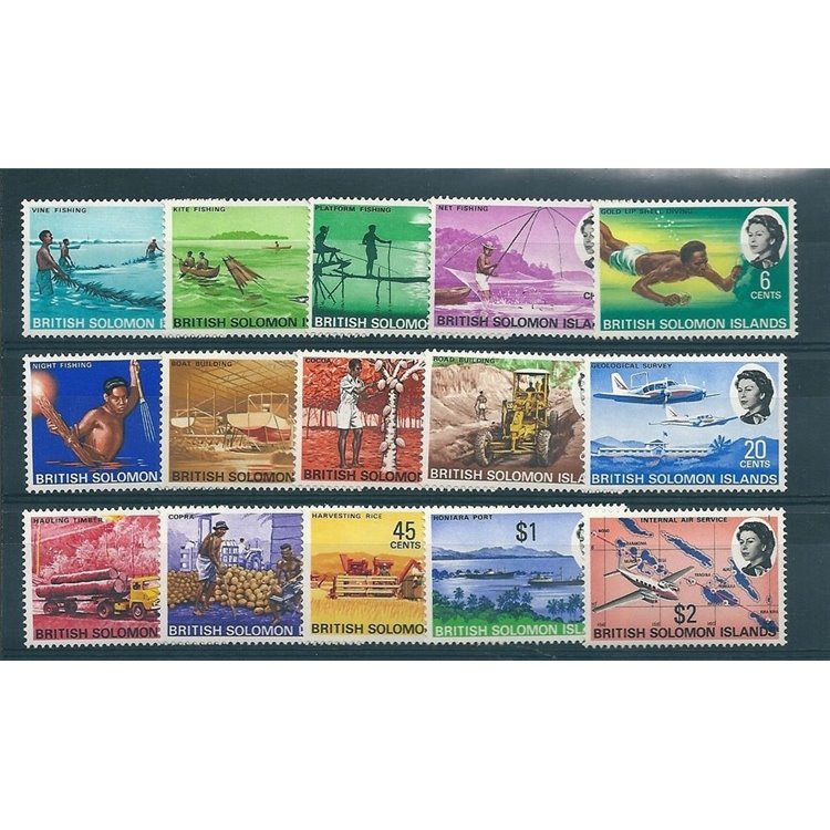 SOLOMON 1968 Definitives 15v MNH**