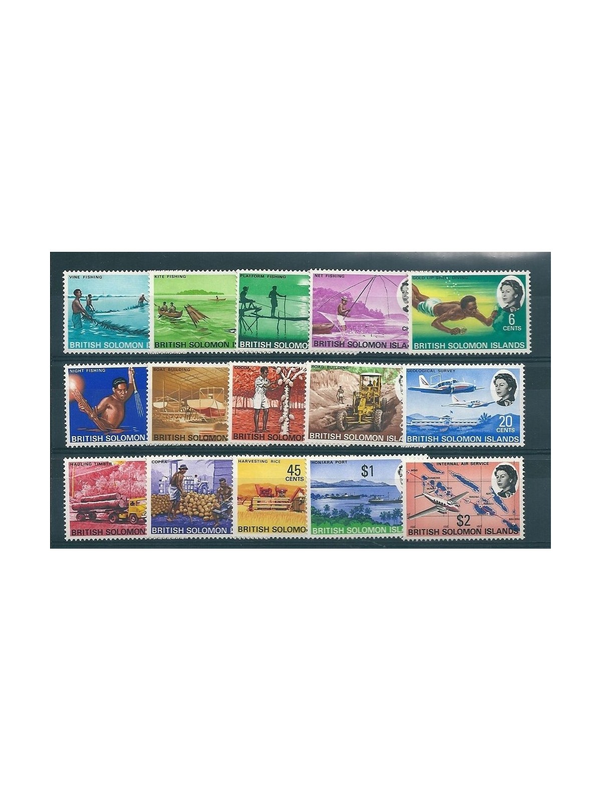 SOLOMON 1968 Definitives 15v MNH**