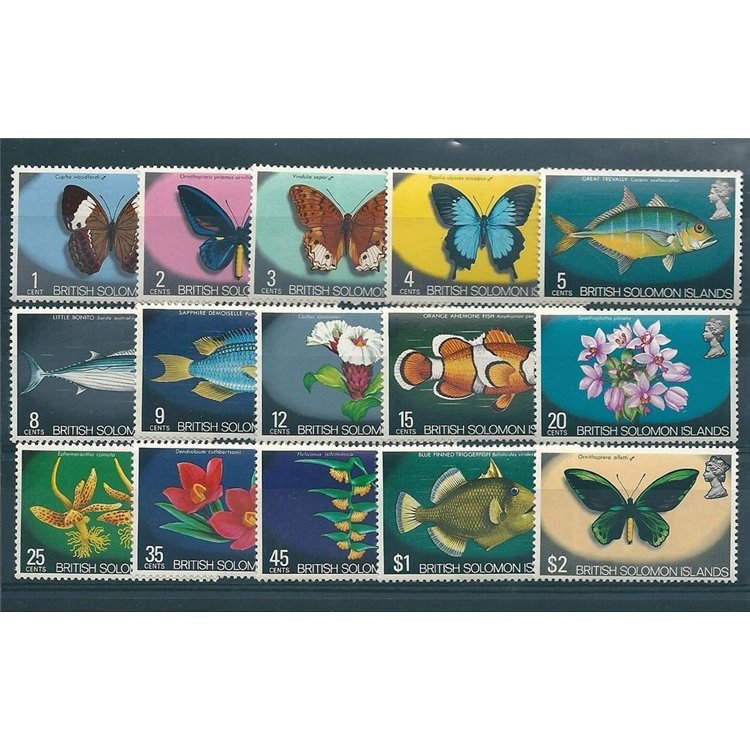SOLOMON 1972 Definitives 15v MNH**