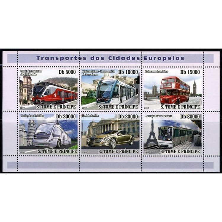 SAO TOME AND PRINCIPE 2008 Transport of European cities 6v MNH**