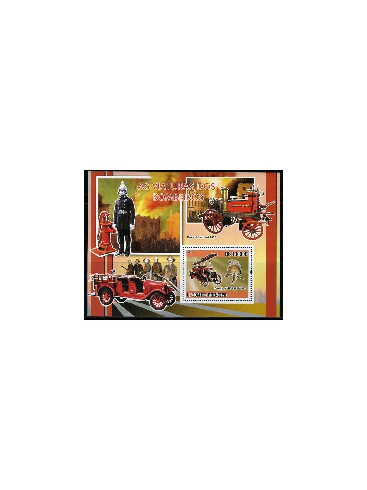 SAO TOME AND PRINCIPE 2008 Firefighter Vehicles s/s MNH**