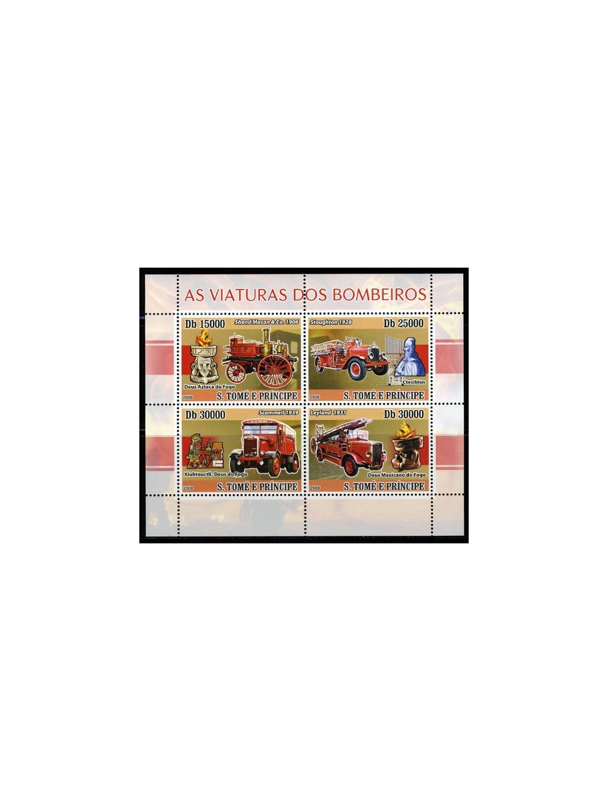 SAO TOME AND PRINCIPE 2008 Firefighters' vehicles 4v MNH**