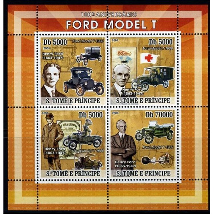 SAO TOME AND PRINCIPE 2008 Centenary Ford Model T 4v MNH**