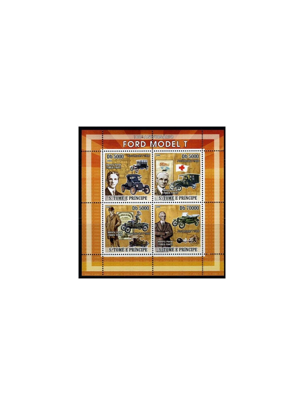 SAO TOME AND PRINCIPE 2008 Centenary Ford Model T 4v MNH**
