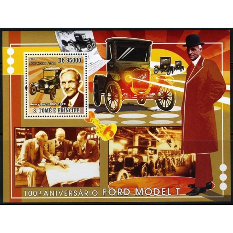SAO TOME AND PRINCIPE 2008 Centenary Ford Model T s/s MNH**