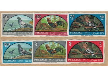 SHARJAH 1965 Uccelli 6v MNH**