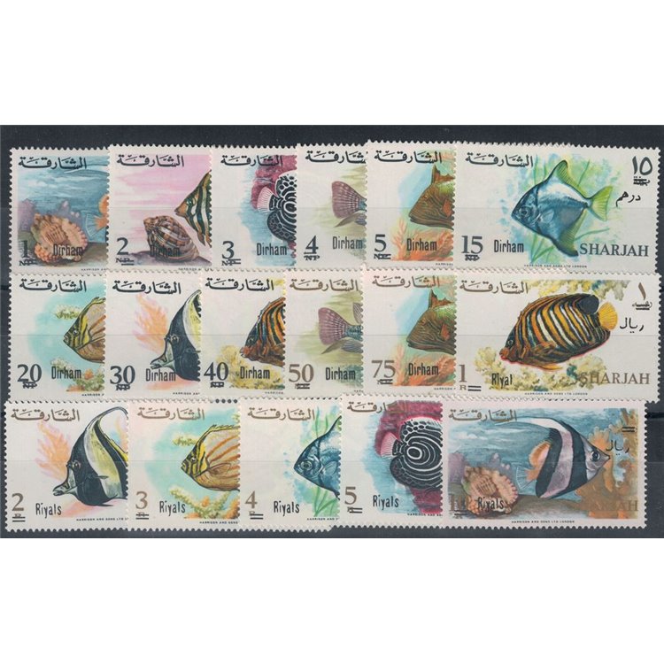 SHARJAH 1966 Marine fauna, overprinted 17v MNH**